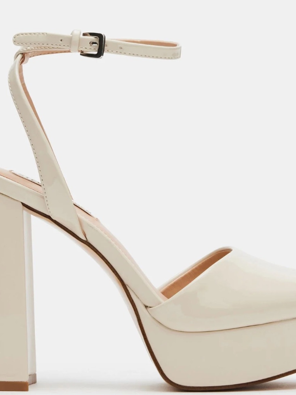 Steve Madden Women's Lourdes Bone Patent Heeled Sandals.